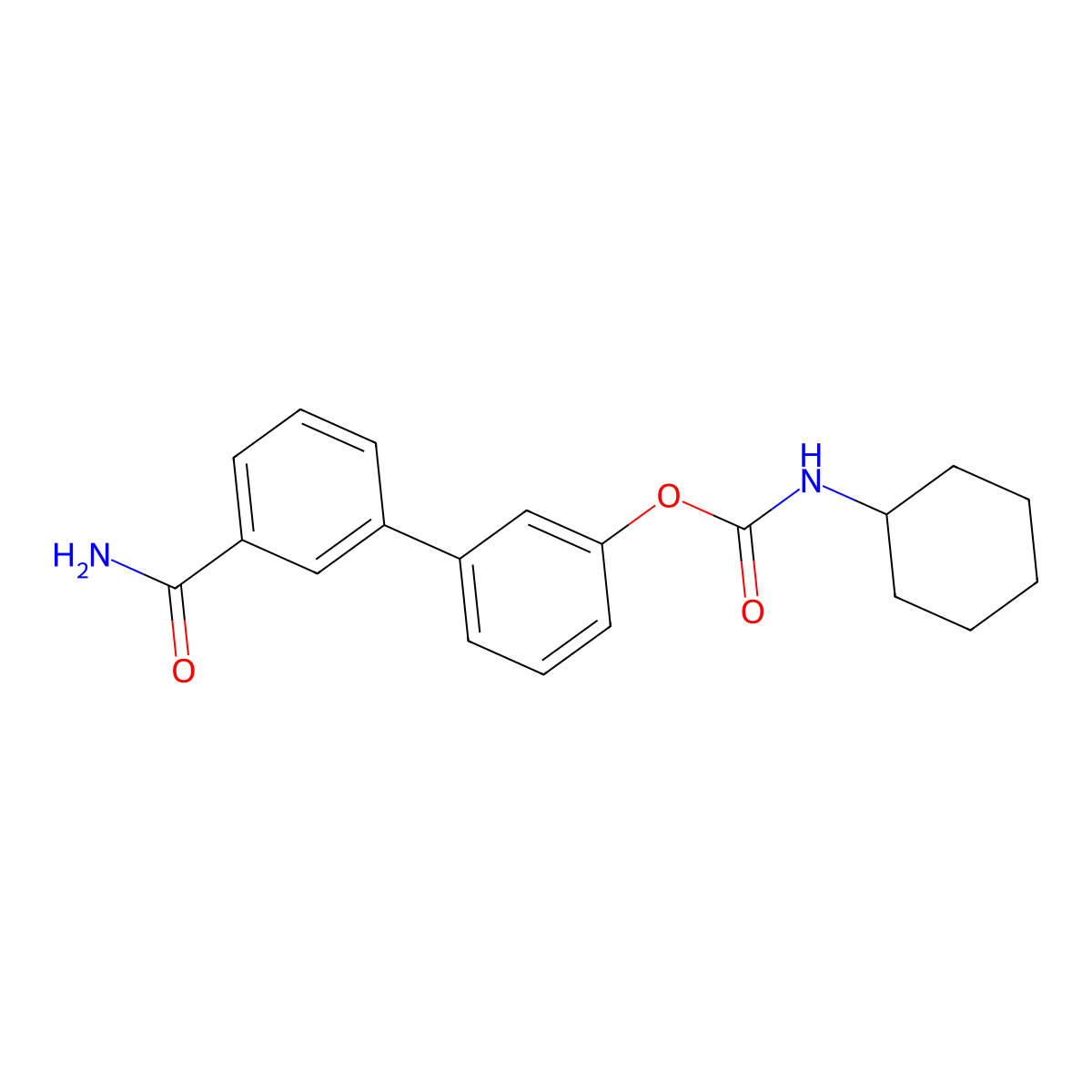 Cyclohexyl carbamic acid 3'-carbamoylbiphenyl-3-yl ester molecular structure, CAS 546141-08-6