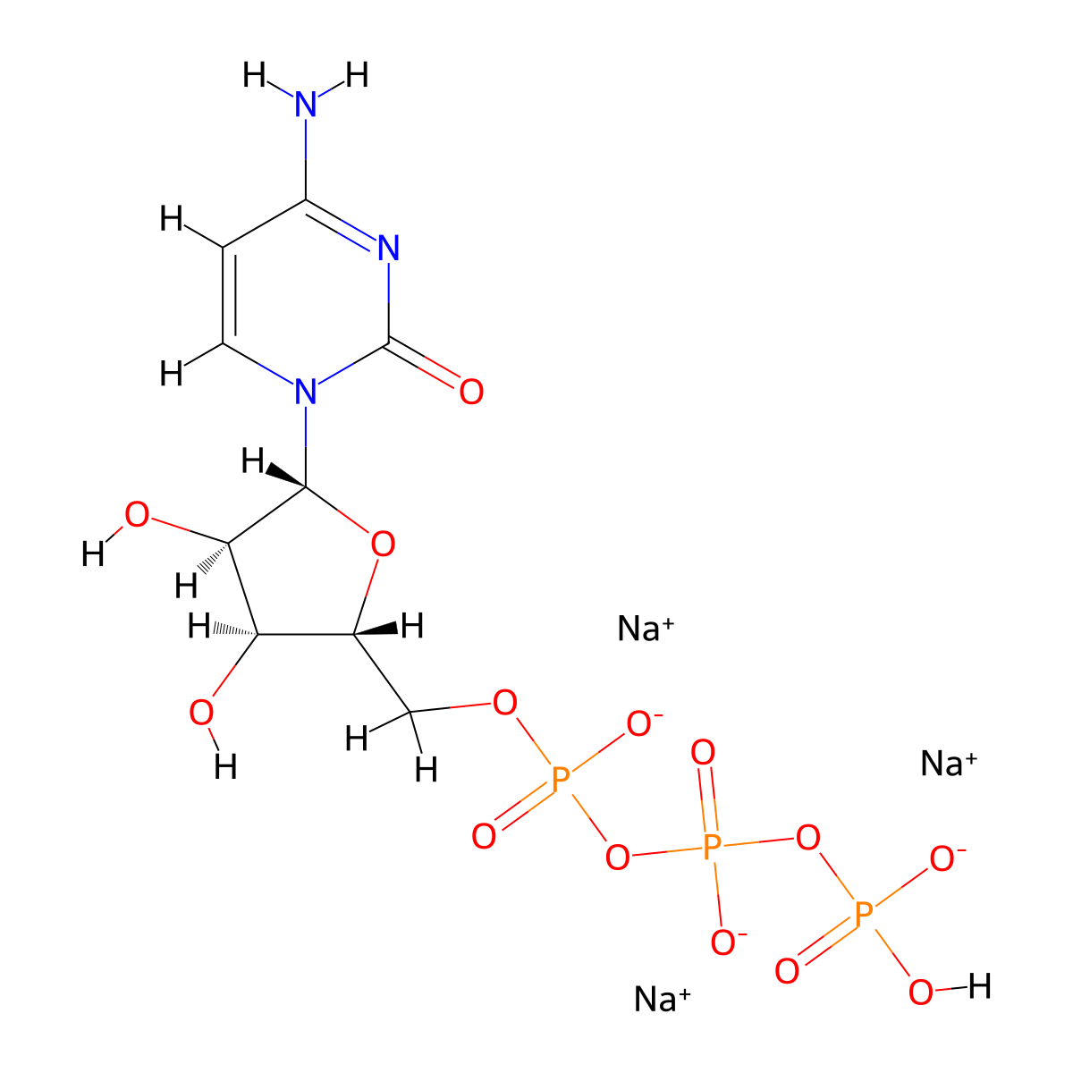 Cytidine 5'-triphosphate trisodium salt molecular structure, CAS 54619-78-2