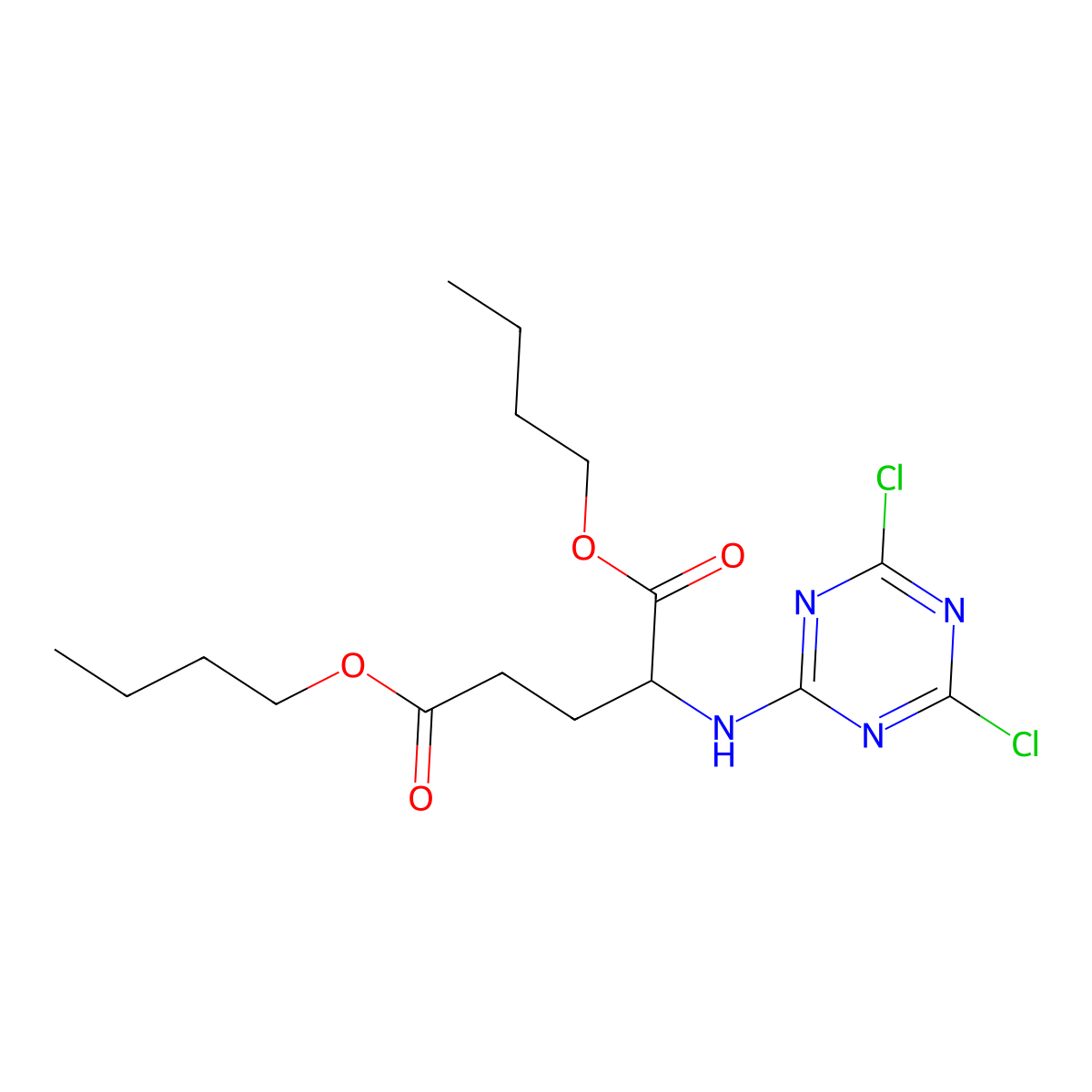 Dibutyl 2-((4,6-dichloro-1,3,5-triazin-2-yl)amino)pentanedioate molecular structure, CAS 5462-78-2
