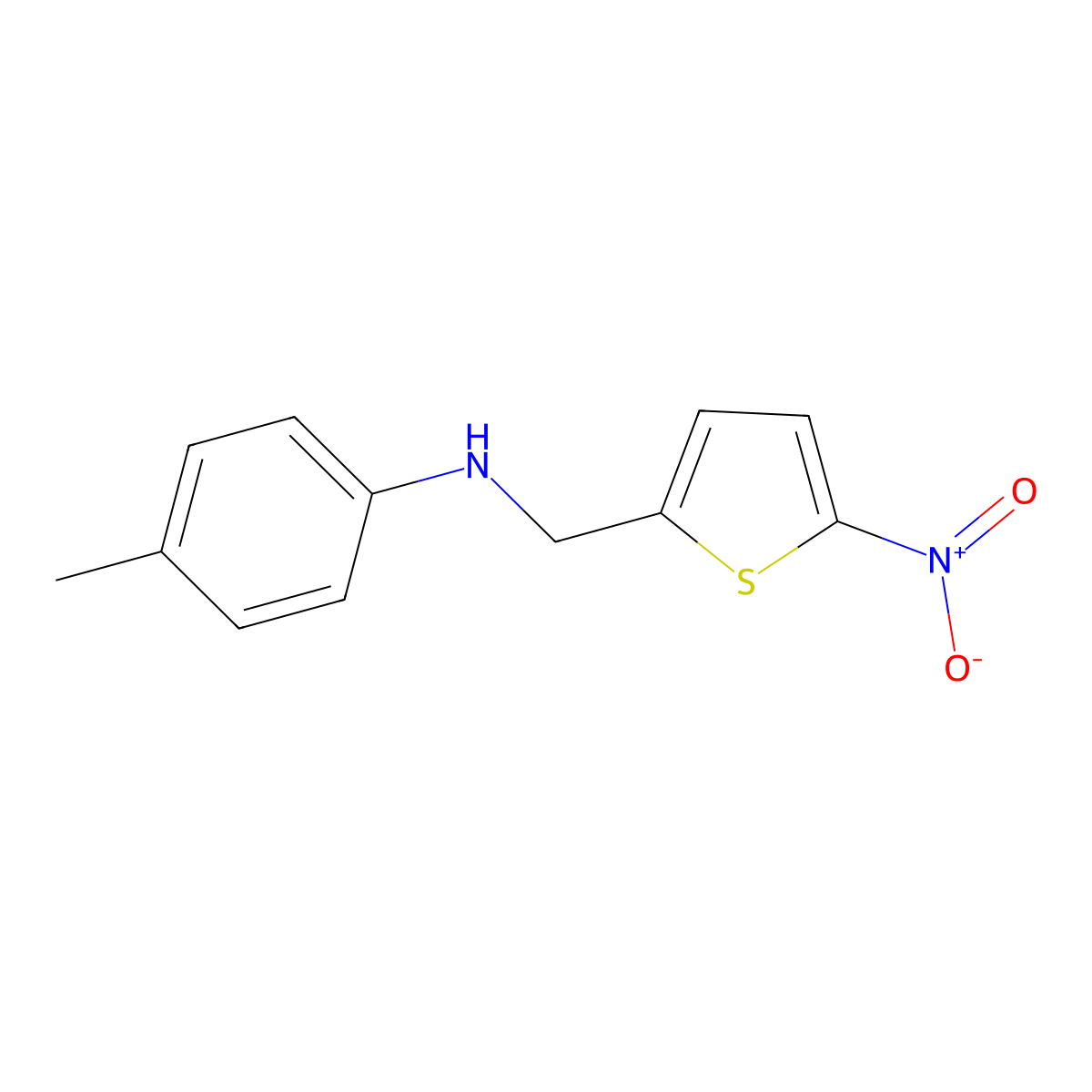 (4-Methylphenyl)[(5-nitro-2-thienyl)methyl]amine molecular structure, CAS 5462-85-1