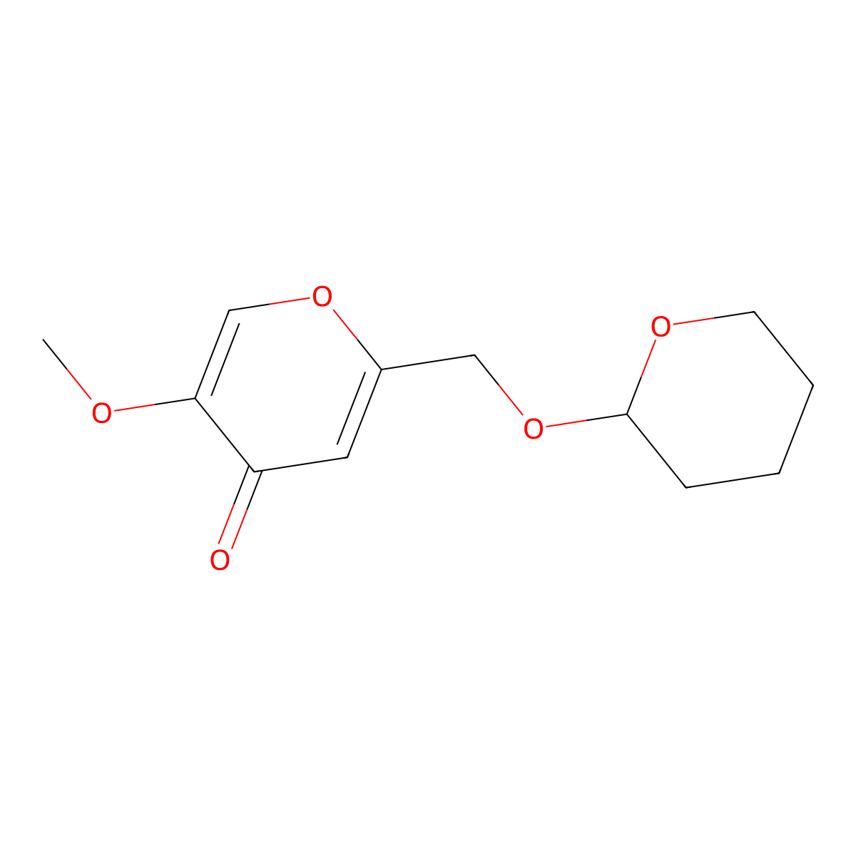 5-Methoxy-2-(((tetrahydro-2H-pyran-2-yl)oxy)methyl)-4h-pyran-4-one molecular structure, CAS 54620-67-6