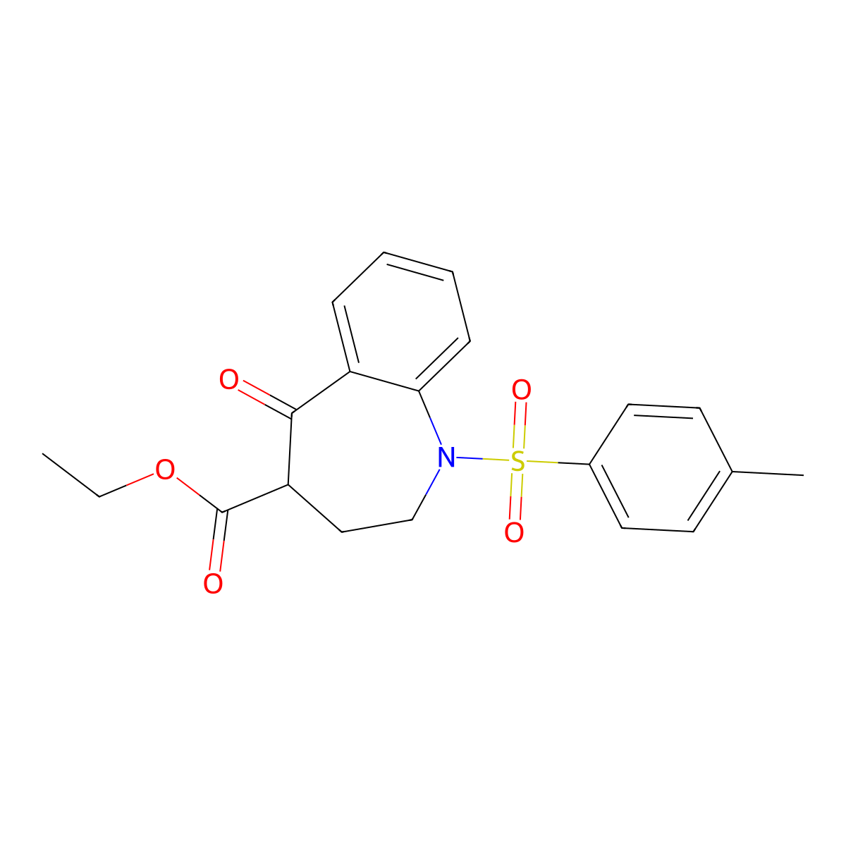 Ethyl 5-oxo-1-tosyl-2,3,4,5-tetrahydro-1H-benzo[b]azepine-4-carboxylate molecular structure, CAS 54620-98-3