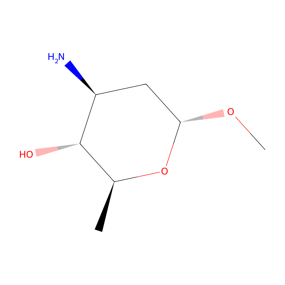 Methyl-3-amino-2,3,6-trideoxy-alpha-L-arabino-hexopyranoside molecular structure, CAS 54623-23-3