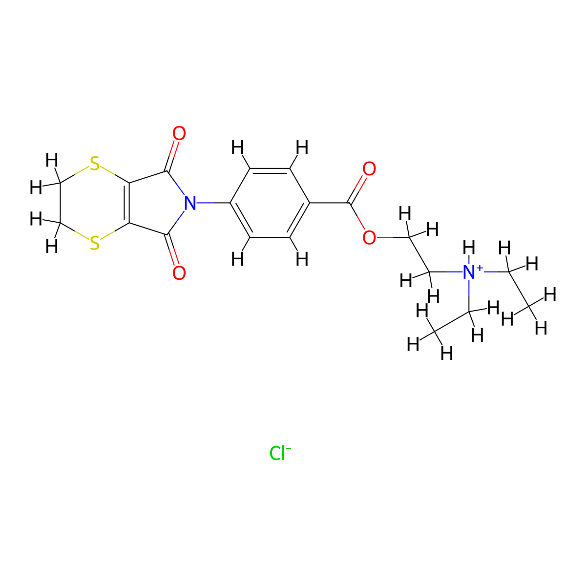 Benzoic acid, 4-(2,3,5,7-tetrahydro-5,7-dioxo-6H-1,4-dithiino(2,3-c)pyrrol-6-yl)-, 2-(diethylamino)ethyl ester, monohydrochloride molecular structure, CAS 54627-07-5