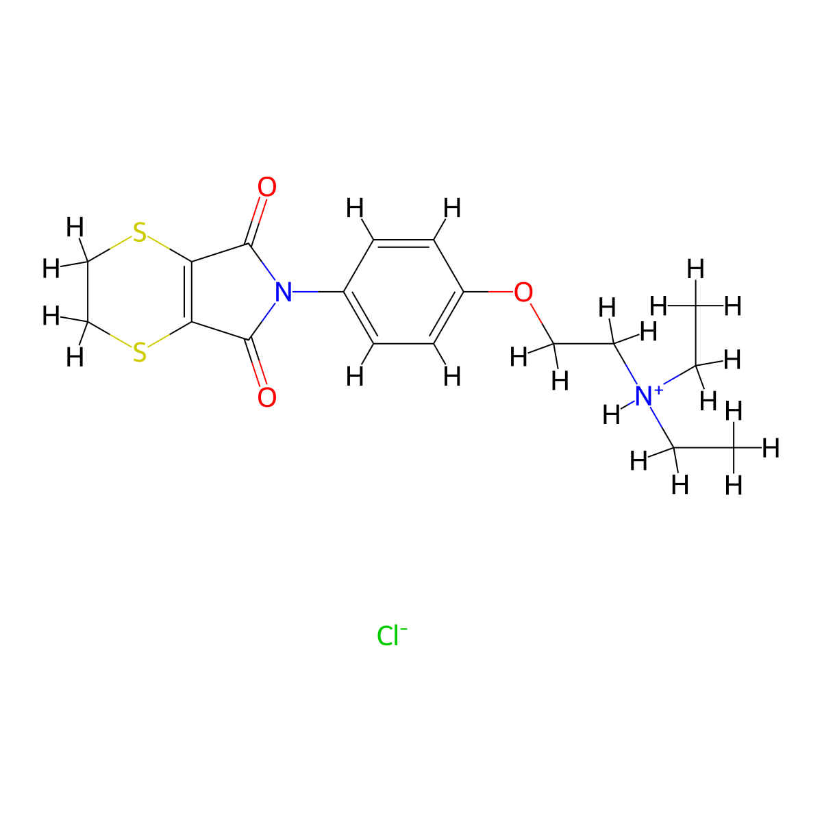 5H-1,4-Dithiino(2,3-c)pyrrole-5,7(6H)-dione, 2,3-dihydro-6-(4-(2-(diethylamino)ethoxy)phenyl)-, monohydrochloride molecular structure, CAS 54627-08-6