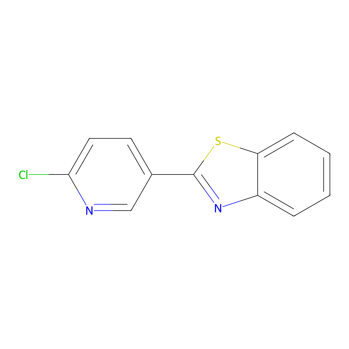 2-(6-Chloro-3-pyridinyl)-1,3-benzothiazole molecular structure, CAS 54628-02-3