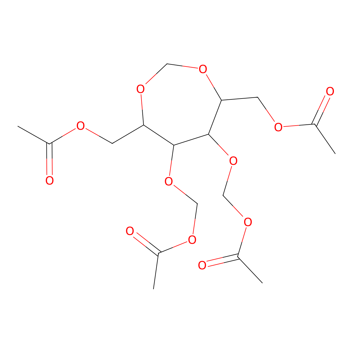 [5,6-Bis(acetyloxymethoxy)-7-(acetyloxymethyl)-1,3-dioxepan-4-yl]methyl acetate molecular structure, CAS 5463-69-4