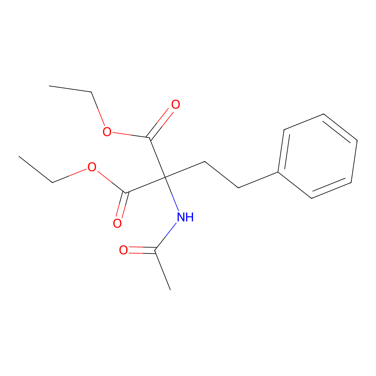 Diethyl 2-acetamido-2-phenethylmalonate molecular structure, CAS 5463-92-3