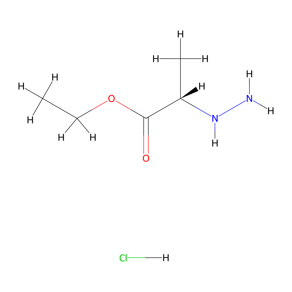 Ethyl (S)-2-hydrazinylpropanoate hydrochloride molecular structure, CAS 54631-39-9
