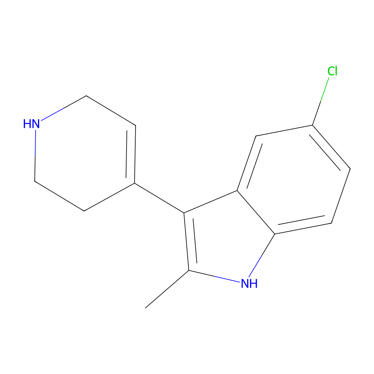 5-chloro-2-methyl-3-(1,2,3,6-tetrahydro-4-pyridinyl)-1H-indole molecular structure, CAS 54635-62-0