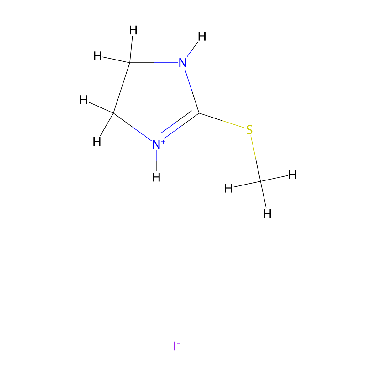 2-methylsulfanyl-4,5-dihydro-1H-imidazol-3-ium;iodide molecular structure, CAS 5464-11-9