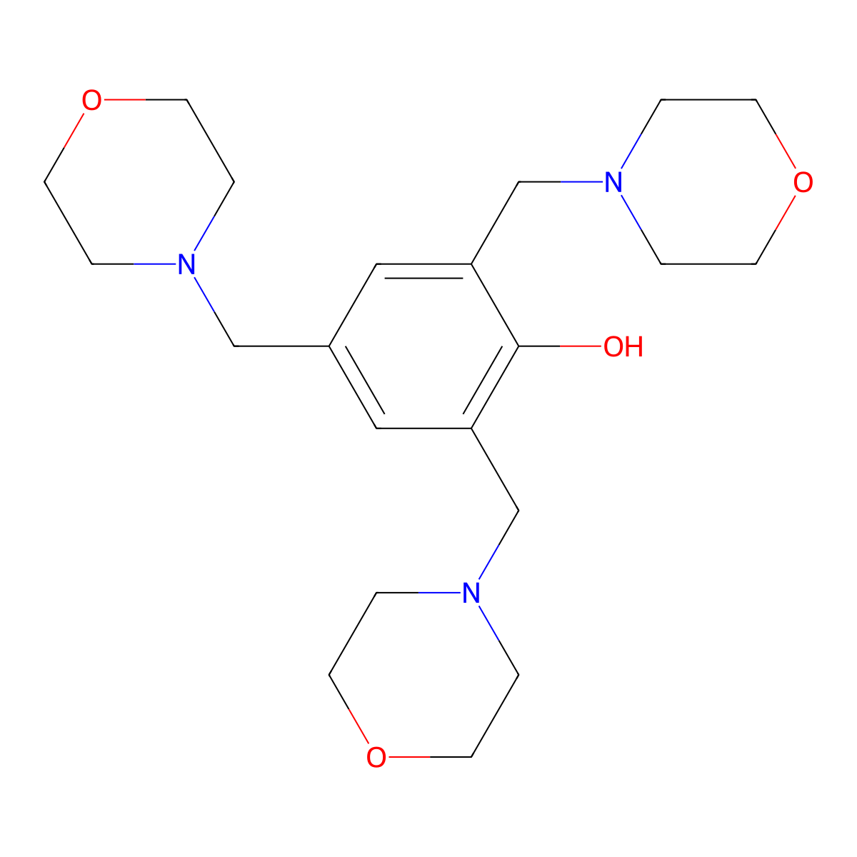 2,4,6-Tris(morpholin-4-ylmethyl)phenol molecular structure, CAS 5464-87-9