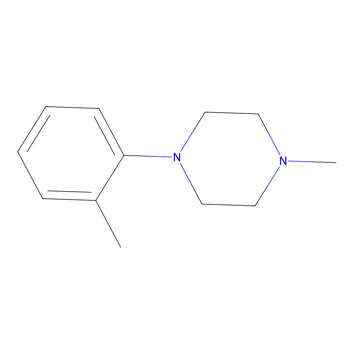1-Methyl-4-(2-methylphenyl)piperazine molecular structure, CAS 5464-90-4