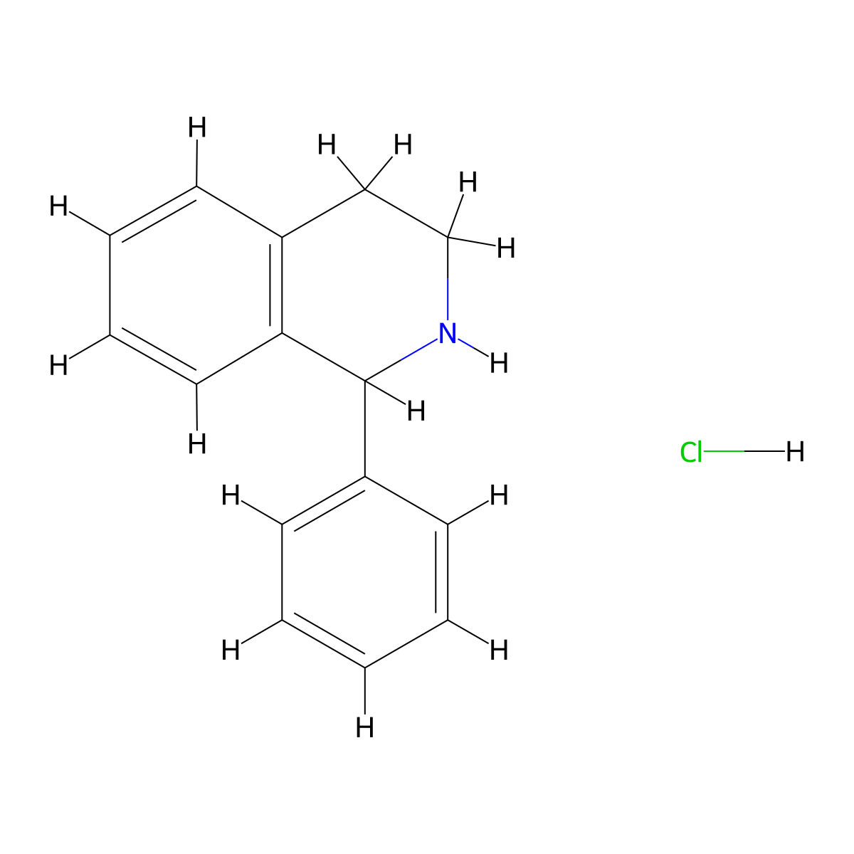 1-Phenyl-1,2,3,4-tetrahydroisoquinoline hydrochloride molecular structure, CAS 5464-92-6