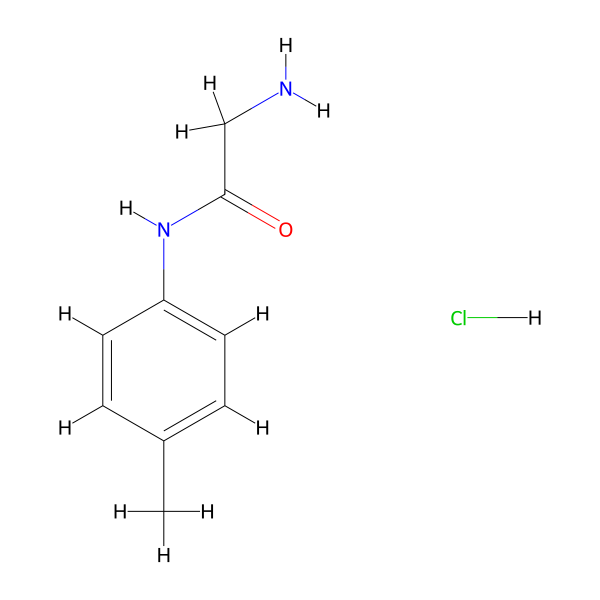 2-Amino-N-(4-methylphenyl)acetamide hydrochloride molecular structure, CAS 54643-64-0