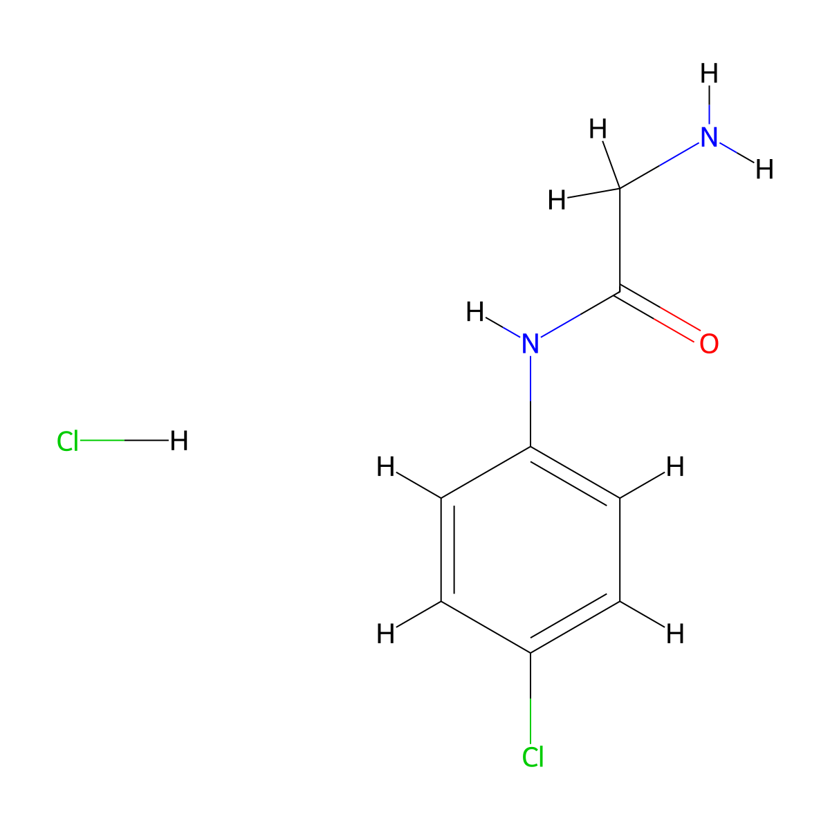2-amino-N-(4-chlorophenyl)acetamide hydrochloride molecular structure, CAS 54643-67-3