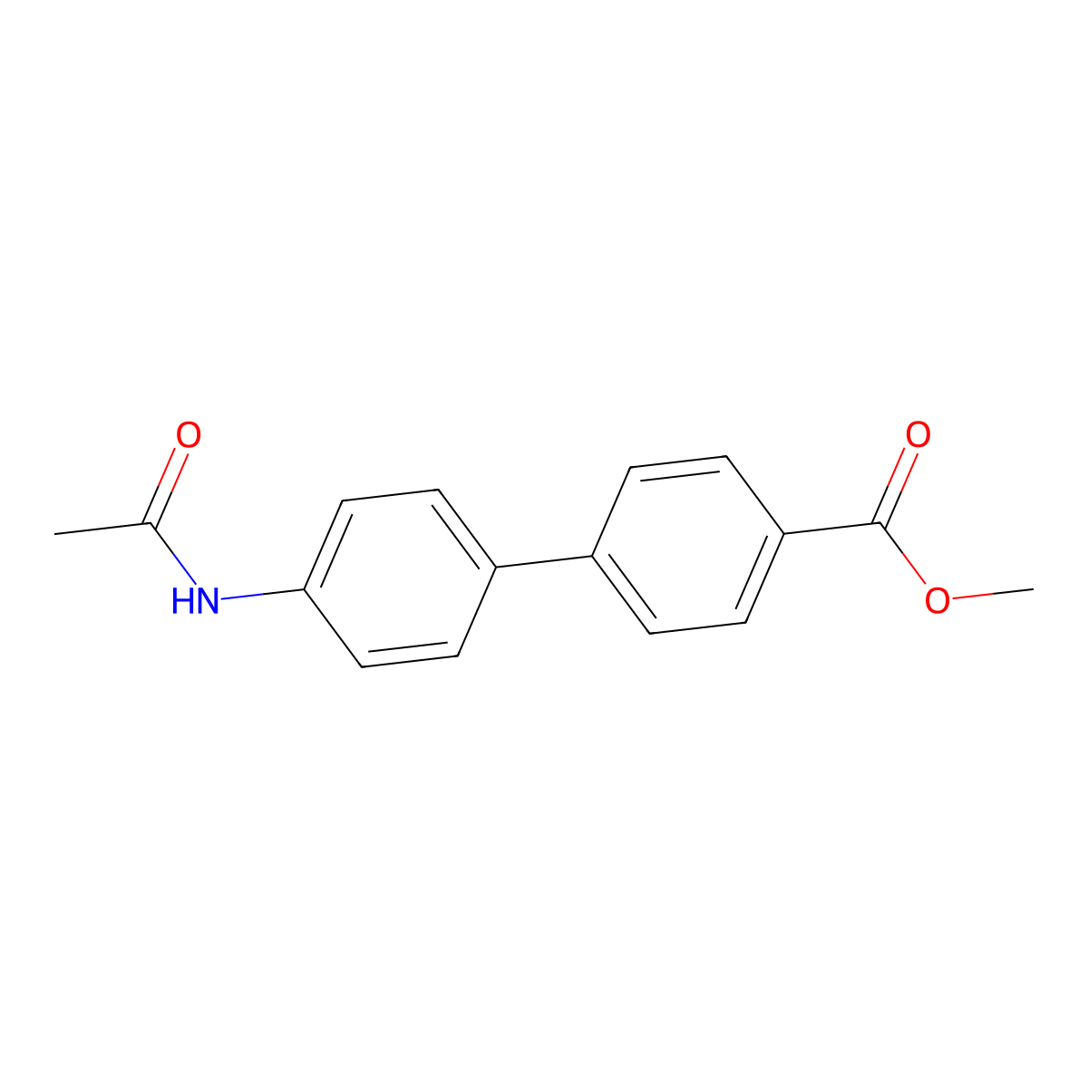 Methyl 4'-(acetylamino)[1,1'-biphenyl]-4-carboxylate molecular structure, CAS 54643-72-0