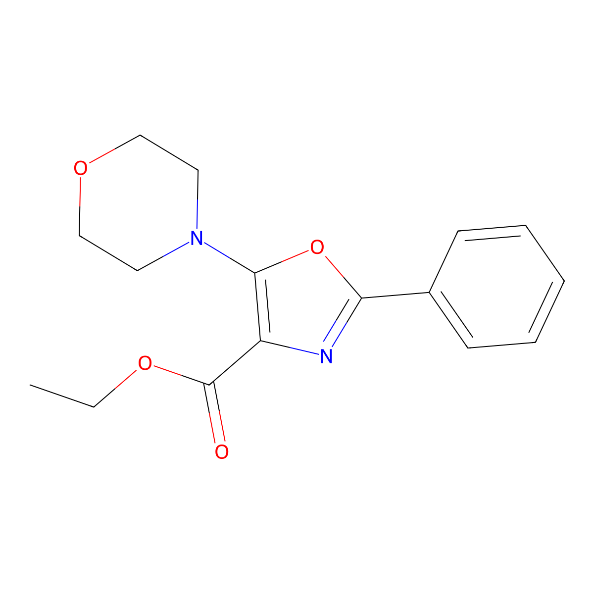 Ethyl 5-(morpholin-4-yl)-2-phenyl-1,3-oxazole-4-carboxylate molecular structure, CAS 54644-03-0