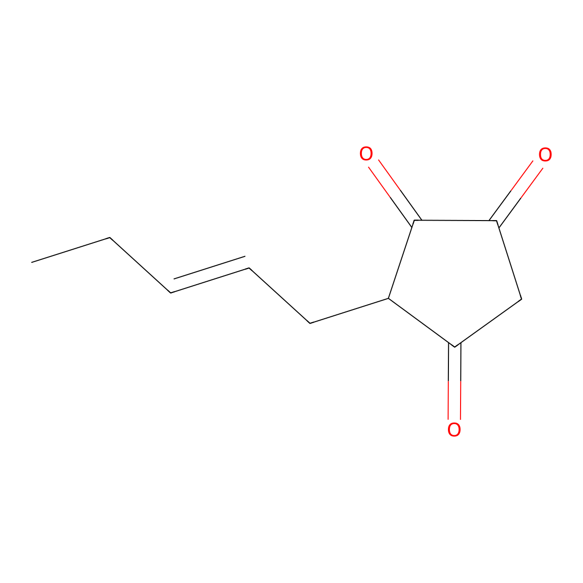 3-((2E)-pent-2-en-1-yl)cyclopentane-1,2,4-trione molecular structure, CAS 54644-27-8