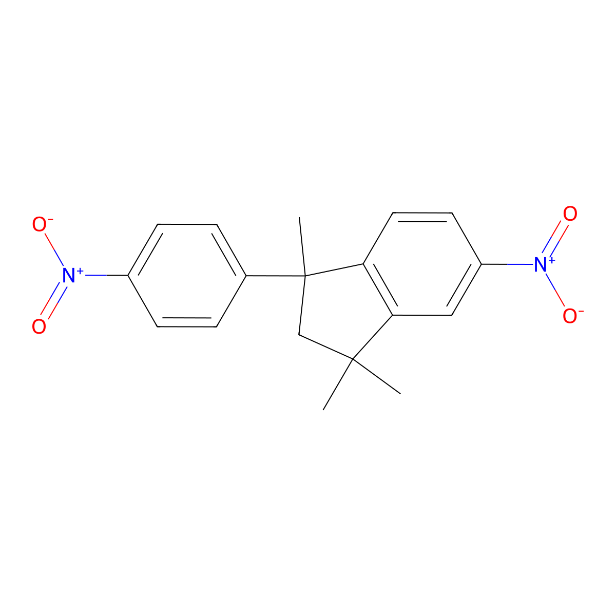 1H-Indene, 2,3-dihydro-1,1,3-trimethyl-5(or 6)-nitro-3-(4-nitrophenyl)- molecular structure, CAS 54648-07-6