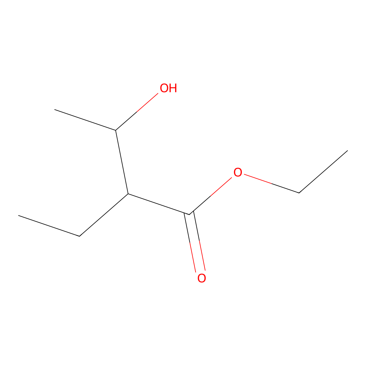 Ethyl 2-ethyl-3-hydroxybutanoate molecular structure, CAS 5465-11-2