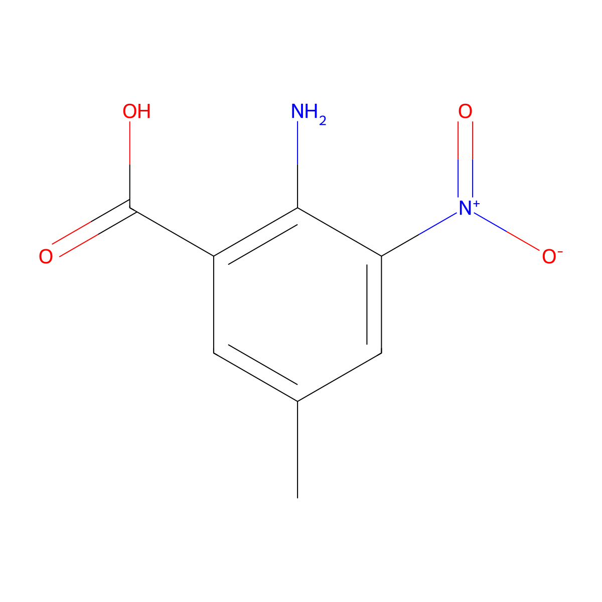 2-Amino-5-methyl-3-nitrobenzoic acid molecular structure, CAS 5465-34-9