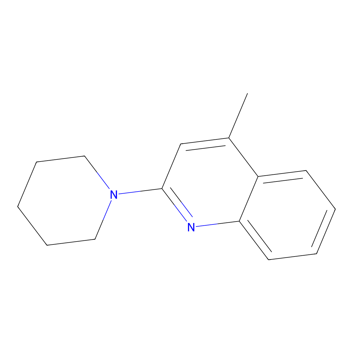 4-Methyl-2-(1-piperidinyl)quinoline molecular structure, CAS 5465-86-1