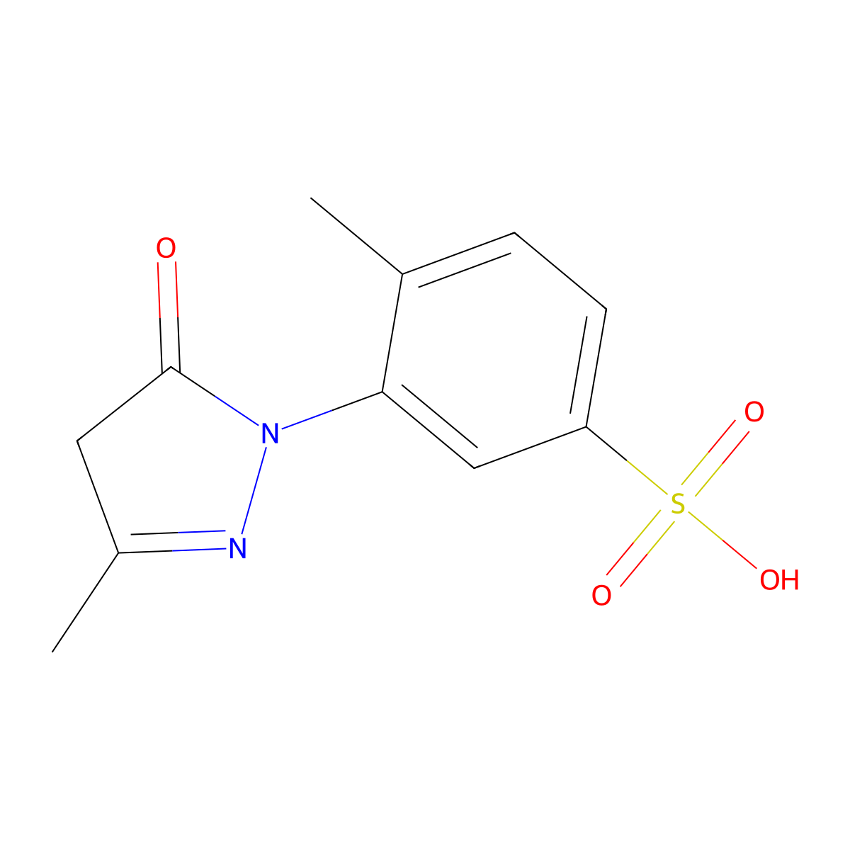 4-methyl-3-(3-methyl-5-oxo-4,5-dihydro-1H-pyrazol-1-yl)benzenesulfonic acid molecular structure, CAS 5466-86-4