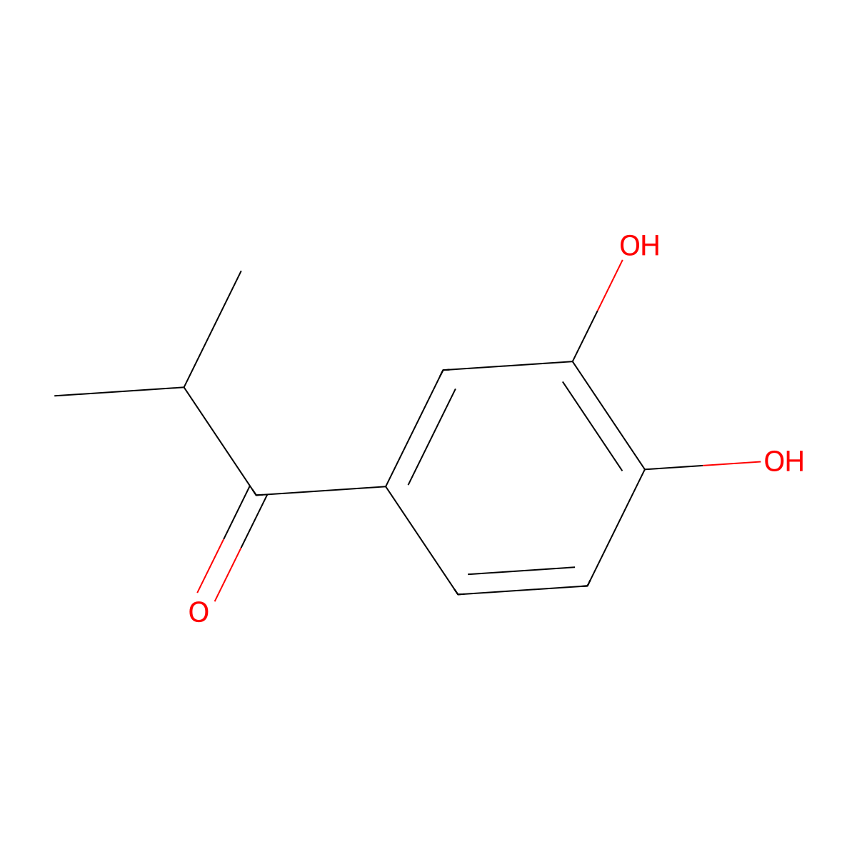 1-(3,4-Dihydroxyphenyl)-2-methyl-1-propanone molecular structure, CAS 5466-89-7