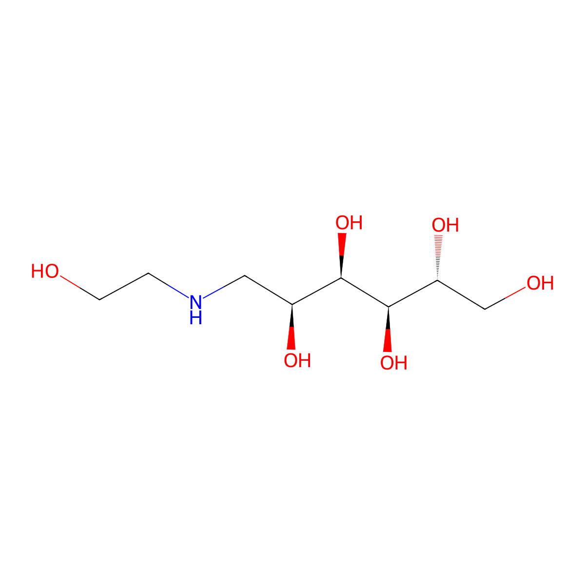 1-Deoxy-1-(2-hydroxyethylamino)-D-glucitol molecular structure, CAS 54662-27-0