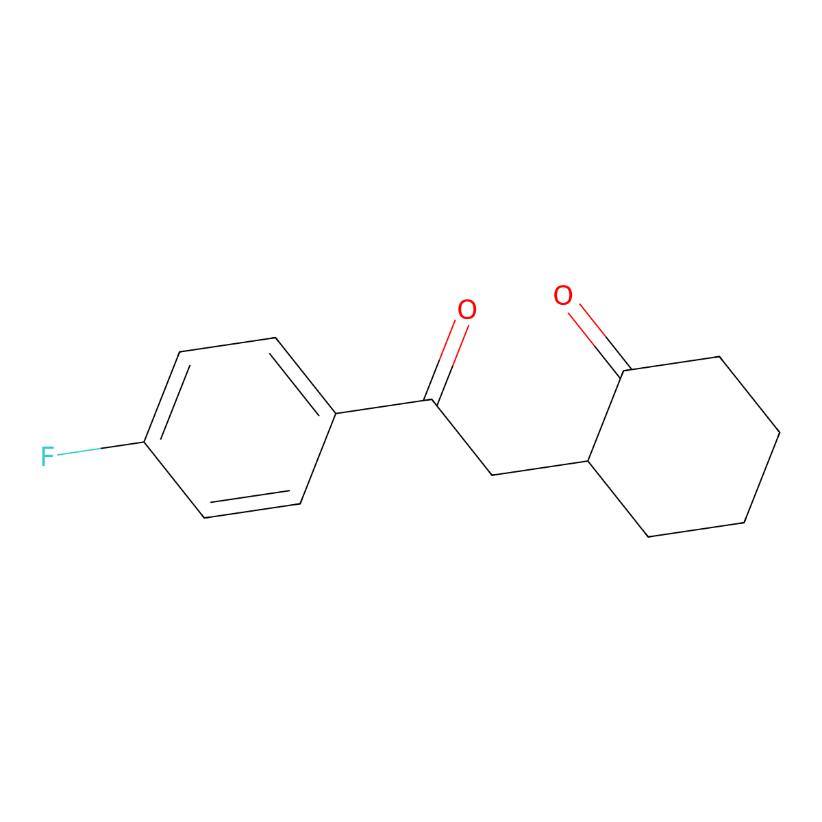 Cyclohexanone, 2-[2-(4-fluorophenyl)-2-oxoethyl]- molecular structure, CAS 54669-82-8