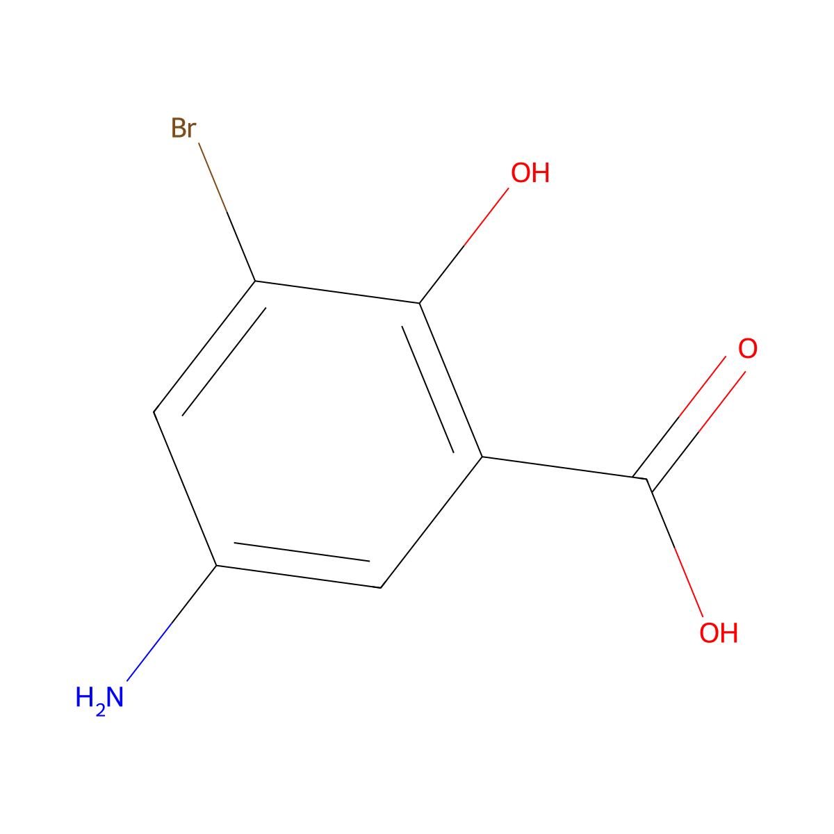 5-Amino-3-bromo-2-hydroxybenzoic acid molecular structure, CAS 54669-99-7