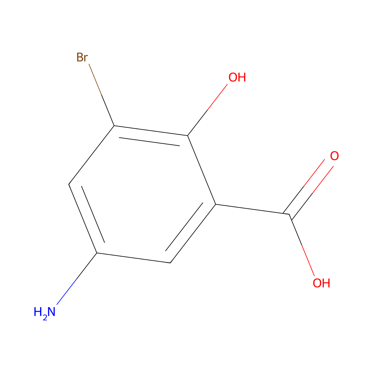 5-Amino-3-bromo-2-hydroxybenzoic acid molecular structure, CAS 54669-99-7