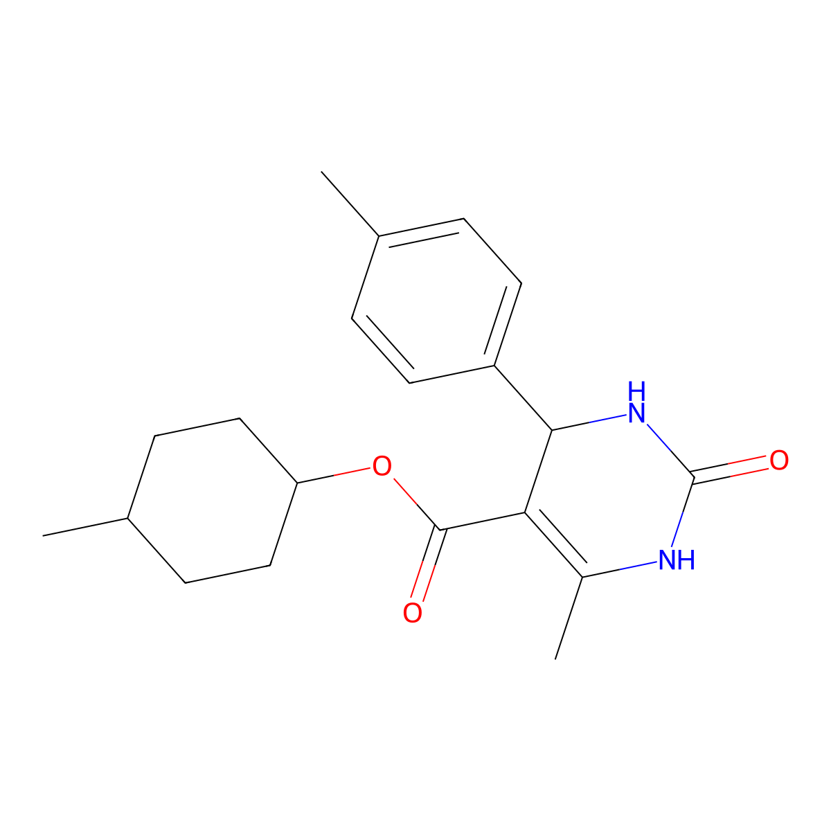 4-Methylcyclohexyl 6-methyl-4-(4-methylphenyl)-2-oxo-1,2,3,4-tetrahydropyrimidine-5-carboxylate molecular structure, CAS 5467-13-0