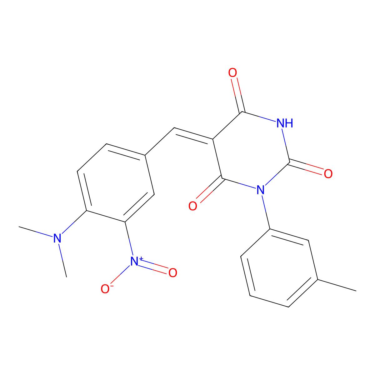 5-{[4-(Dimethylamino)-3-nitrophenyl]methylidene}-1-(3-methylphenyl)pyrimidine-2,4,6(1H,3H,5H)-trione molecular structure, CAS 5467-63-0