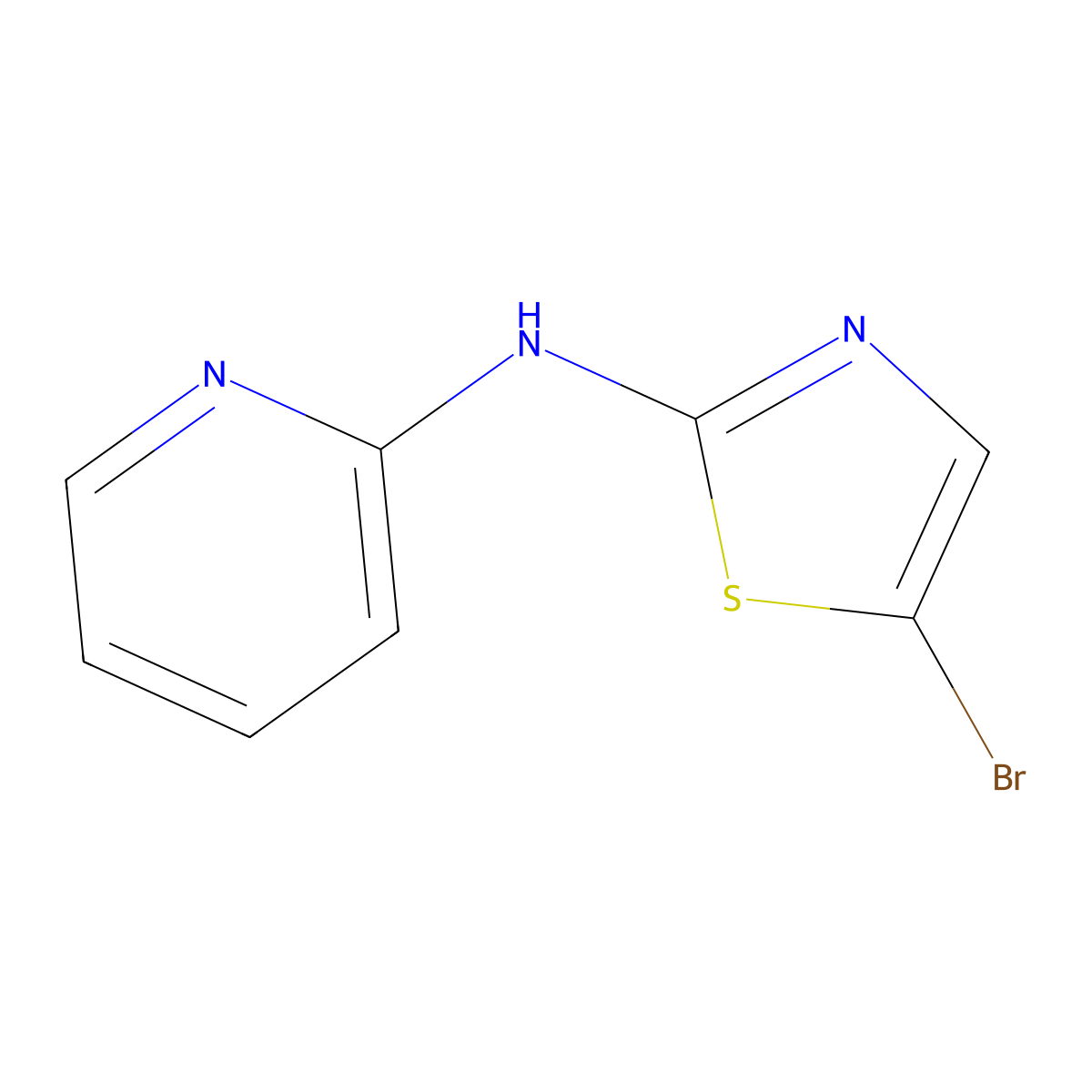 5-bromo-N-(pyridin-2-yl)thiazol-2-amine molecular structure, CAS 54670-78-9