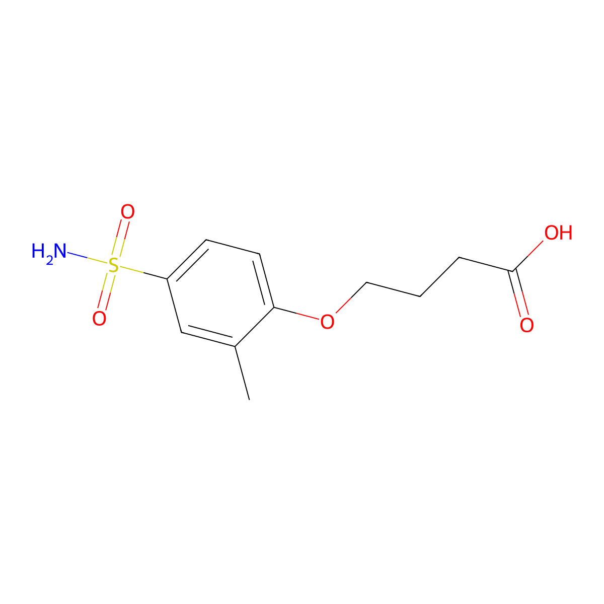 4-(2-Methyl-4-sulfamoylphenoxy)butanoic acid molecular structure, CAS 54672-66-1