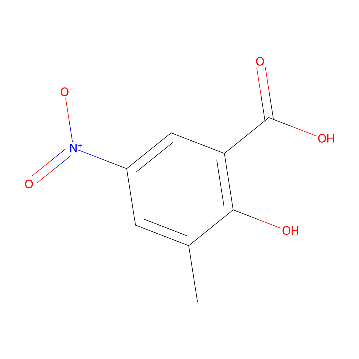 2-Hydroxy-3-methyl-5-nitrobenzoic acid molecular structure, CAS 54674-88-3