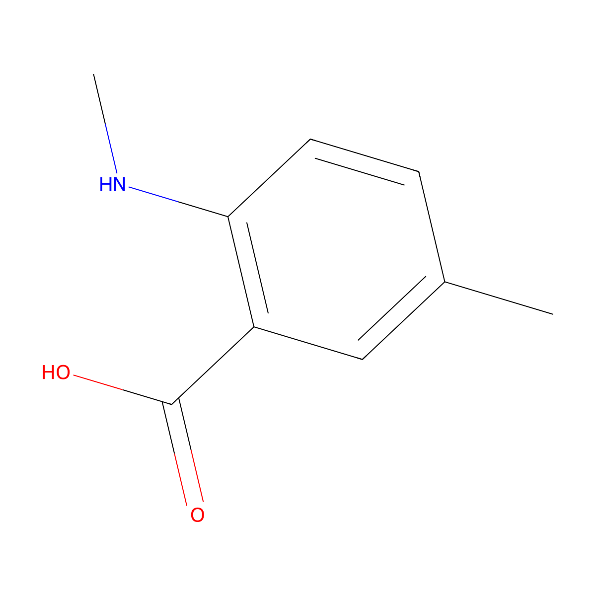 5-Methyl-2-(methylamino)benzoic acid molecular structure, CAS 54675-16-0