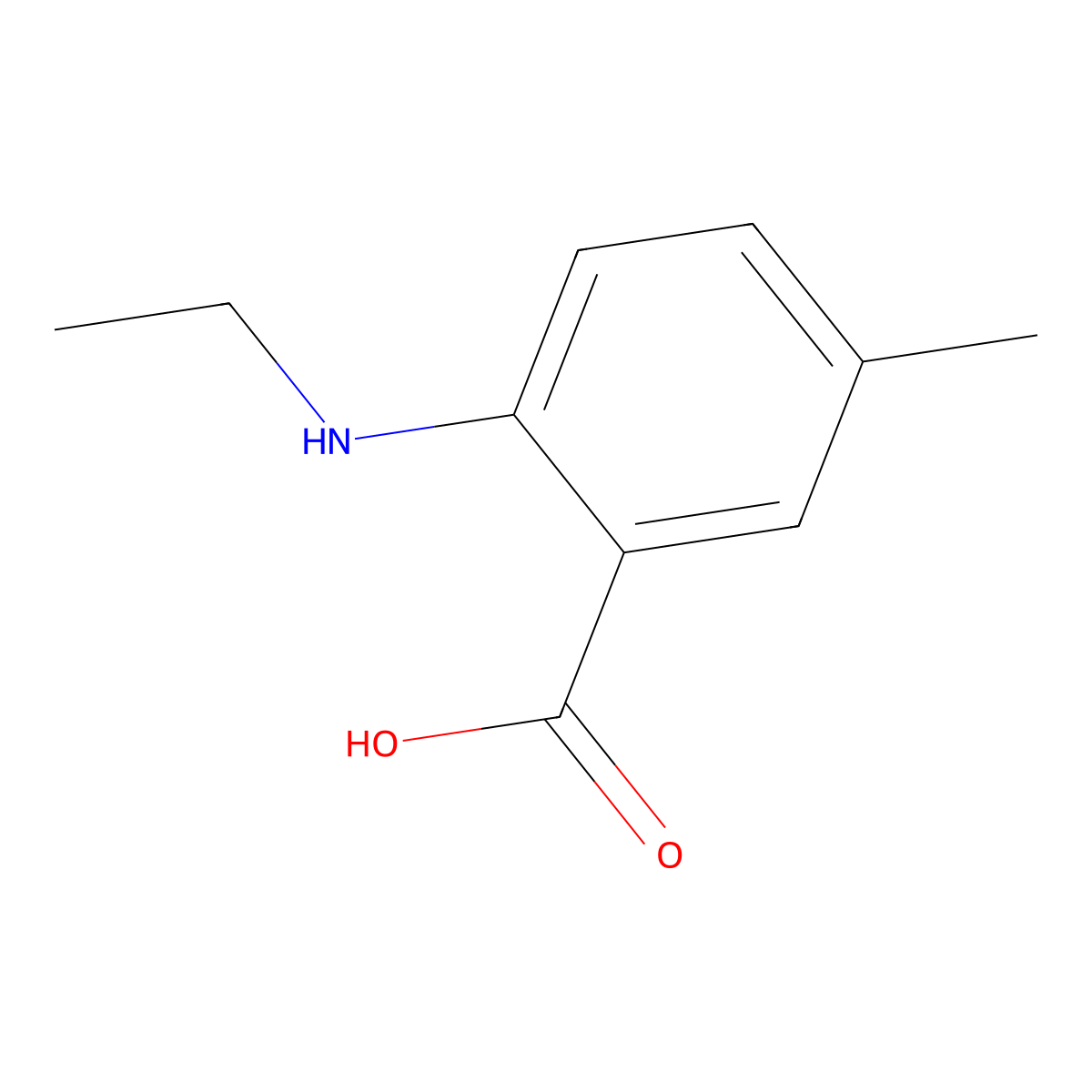 2-(Ethylamino)-5-methylbenzoic acid molecular structure, CAS 54675-17-1
