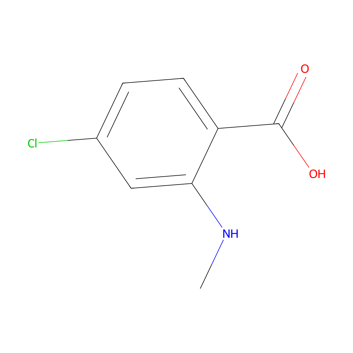 4-Chloro-2-(methylamino)benzoic acid molecular structure, CAS 54675-18-2