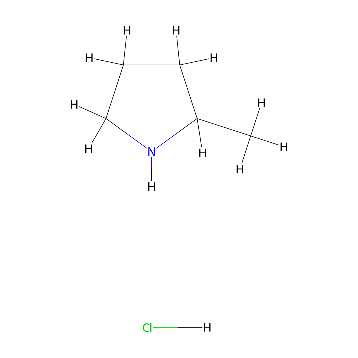 2-Methylpyrrolidine hydrochloride molecular structure, CAS 54677-53-1