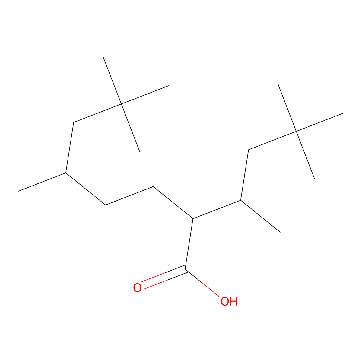 Isostearic Acid (=2,2,4,8,10,10-Hexamethylundecane-5-carboxylic Acid) molecular structure, CAS 54680-48-7
