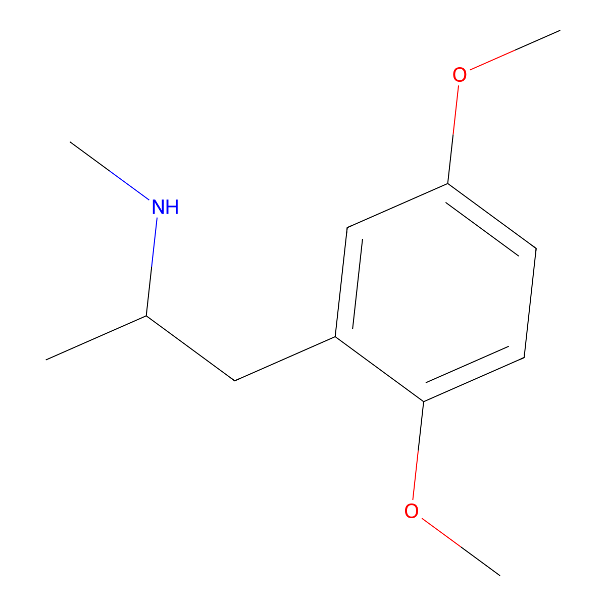 2,5-Dimethoxy-N-methylamphetamine molecular structure, CAS 54687-43-3