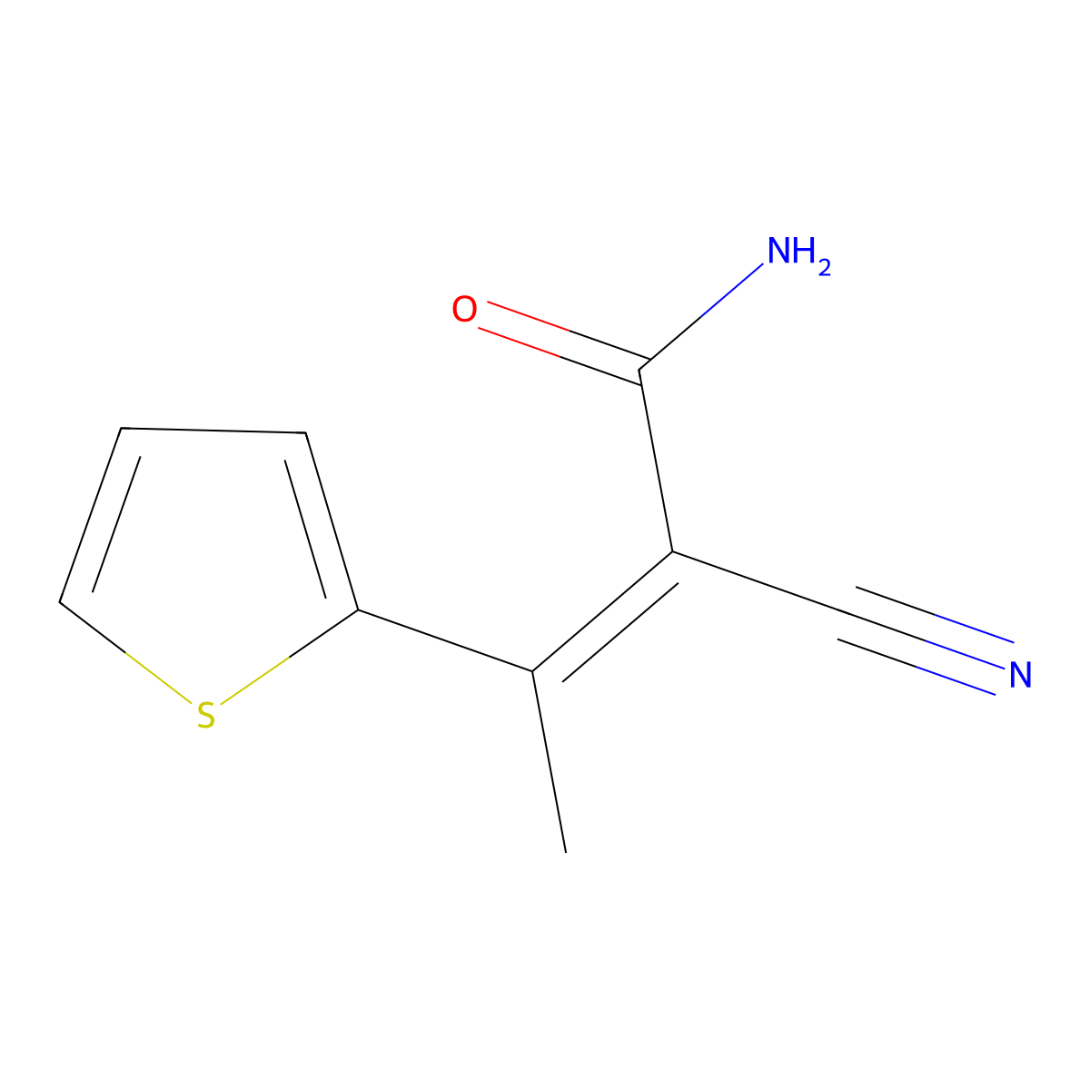 2-Cyano-3-(2-thienyl)-2-butenamide molecular structure, CAS 54688-96-9