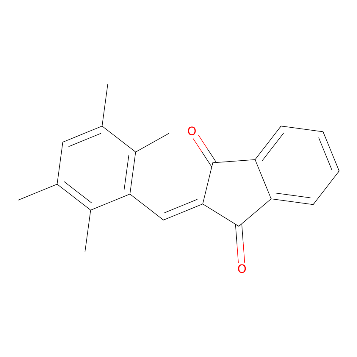 2-(2,3,5,6-Tetramethyl-benzylidene)-indan-1,3-dione molecular structure, CAS 54689-99-5