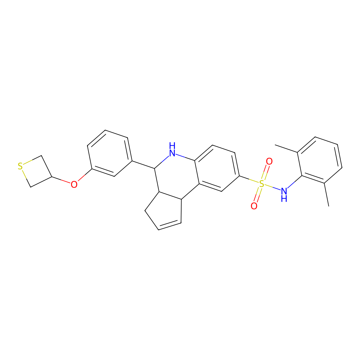 N-(2,6-dimethylphenyl)-4-[3-(thietan-3-yloxy)phenyl]-3a,4,5,9b-tetrahydro-3H-cyclopenta[c]quinoline-8-sulfonamide molecular structure, CAS 5469-34-1