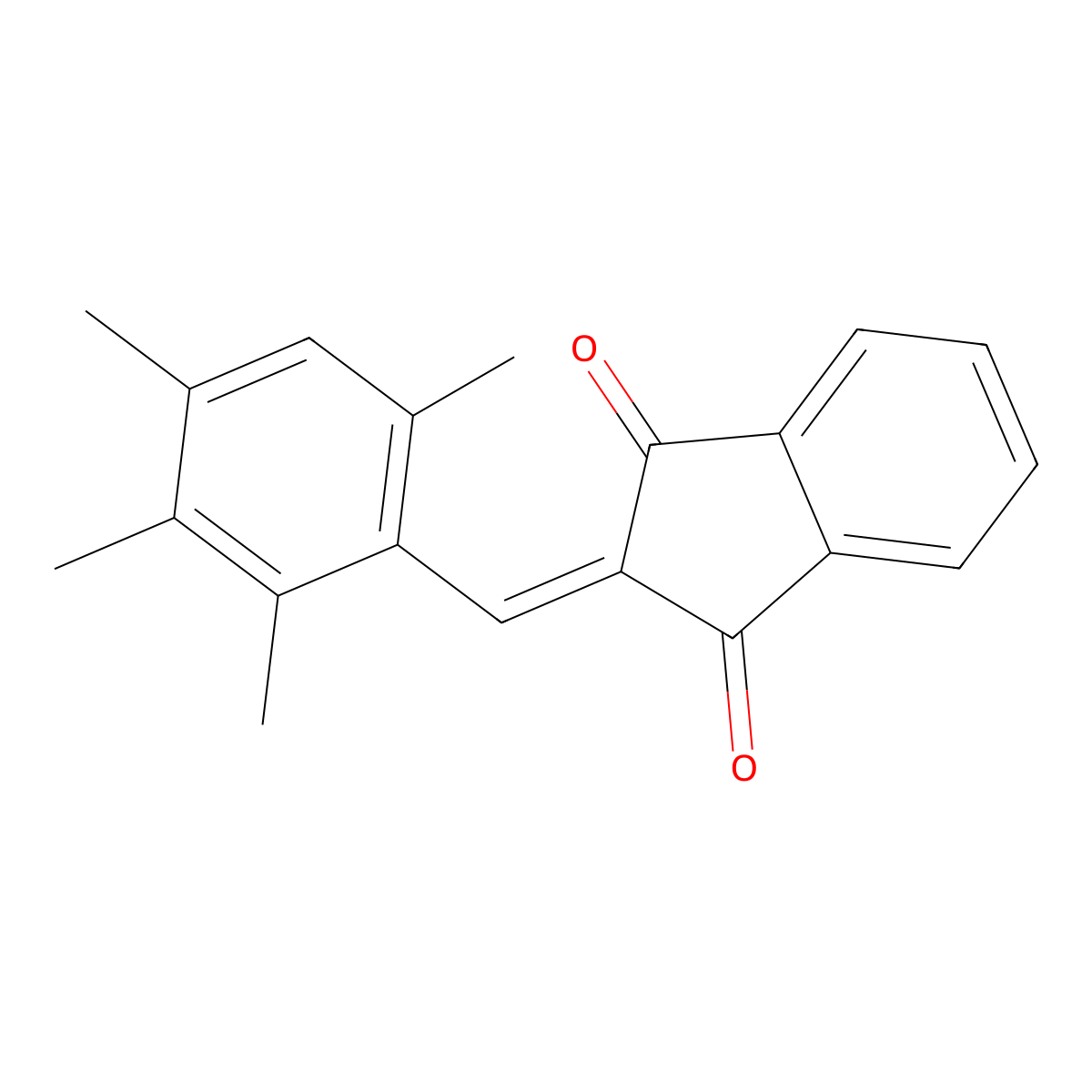 2-(2,3,4,6-Tetramethyl-benzylidene)-indan-1,3-dione molecular structure, CAS 54690-00-5