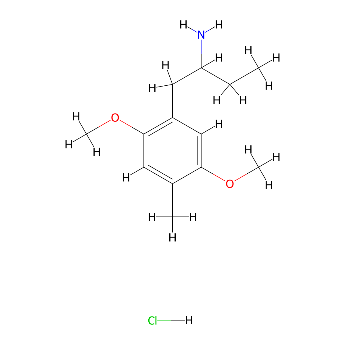 1-(2,5-Dimethoxy-4-methylphenyl)butan-2-amine hydrochloride molecular structure, CAS 54690-19-6
