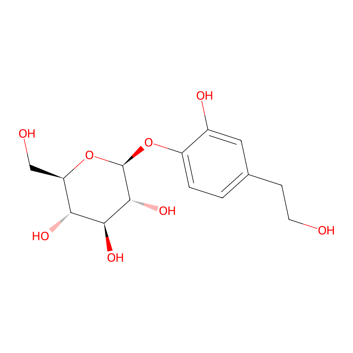(2S,3R,4S,5S,6R)-2-[2-hydroxy-4-(2-hydroxyethyl)phenoxy]-6-(hydroxymethyl)oxane-3,4,5-triol molecular structure, CAS 54695-80-6